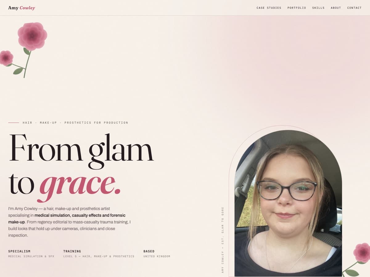 Screenshot of the Amy Cowley website