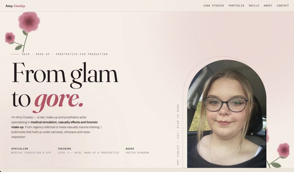 Screenshot of the Amy Cowley website