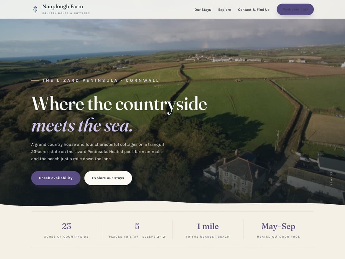 Screenshot of the Nanplough Farm website